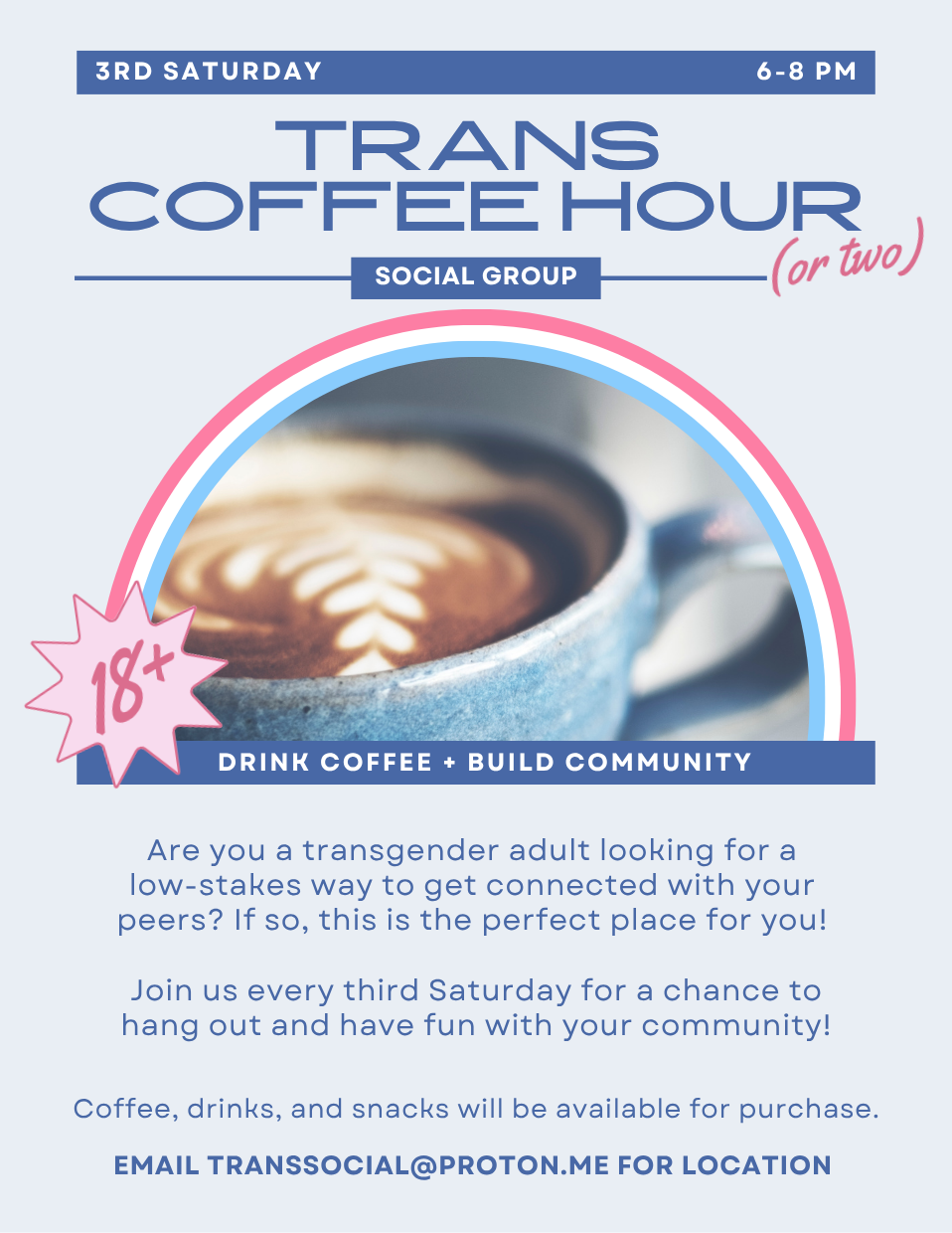 Poster for the Trans Coffee Social Hour.