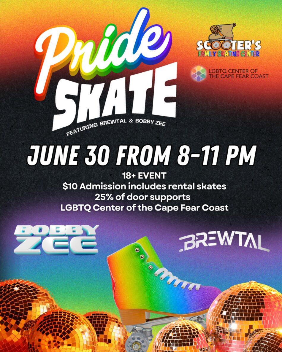 Poster for the 2026 Pride Skate at Scooters.