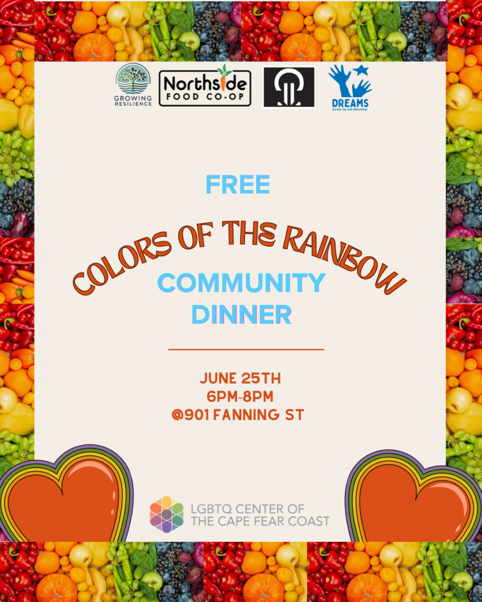 Poster for the Colors of the Rainbow Community Dinner.