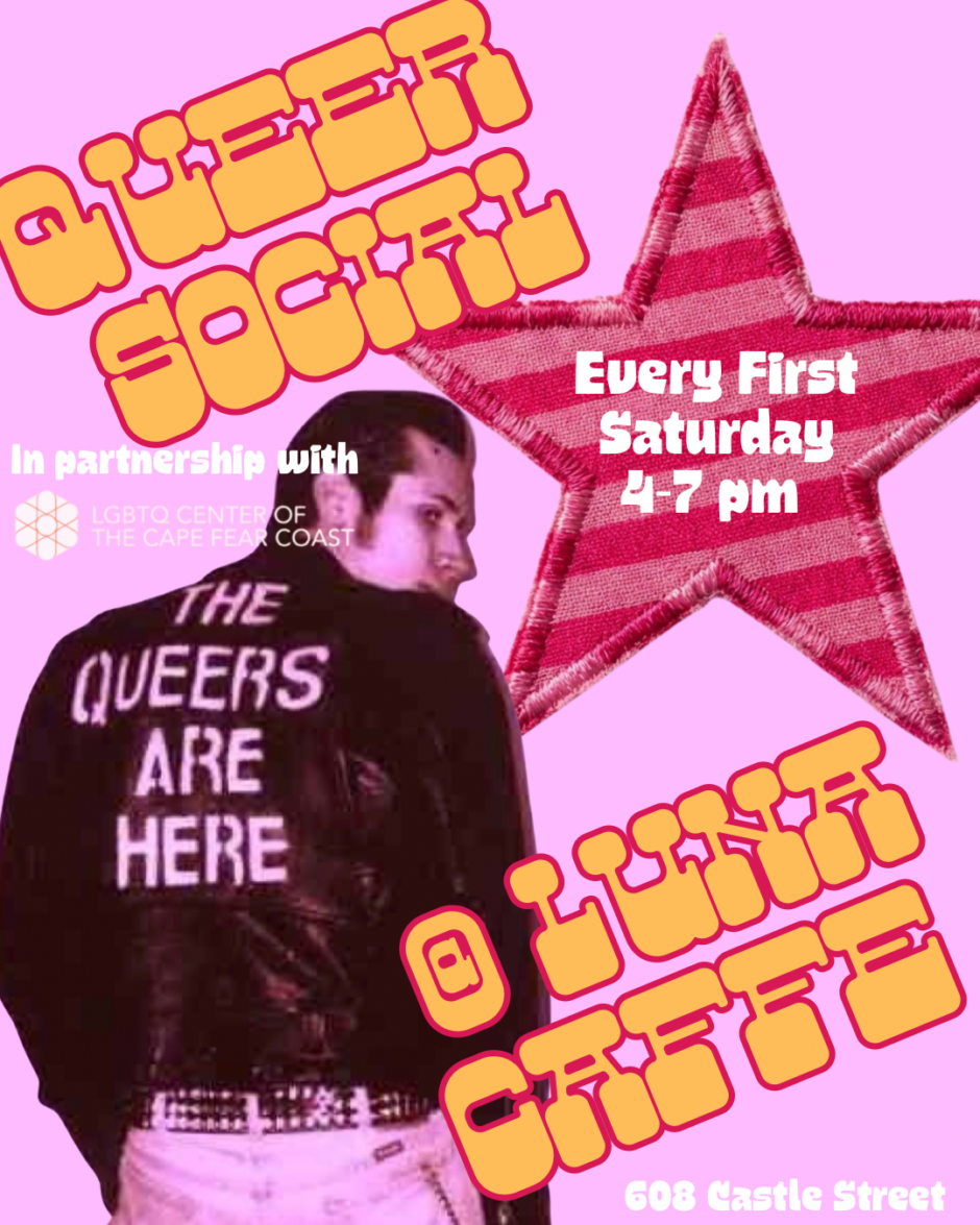 Poster for Luna Caffe's Queer Social.